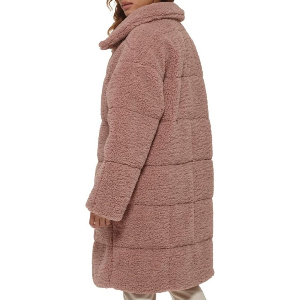 Women's Mauve Imported Polyester Patchwork Quilted Teddy Warmth Coat - Picture 2 of 8